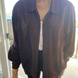 Brown Remy Leather Unisex- motorcycle jacket. Size Large women’s/medium men’s